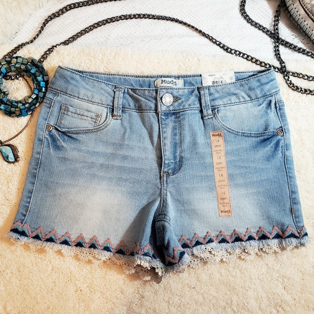 NWT! Mudd Shorts Mid Rise Girls 14